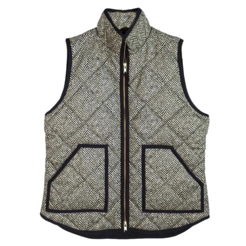 J. Crew Black & White Excursion Herringbone Vest - image 1